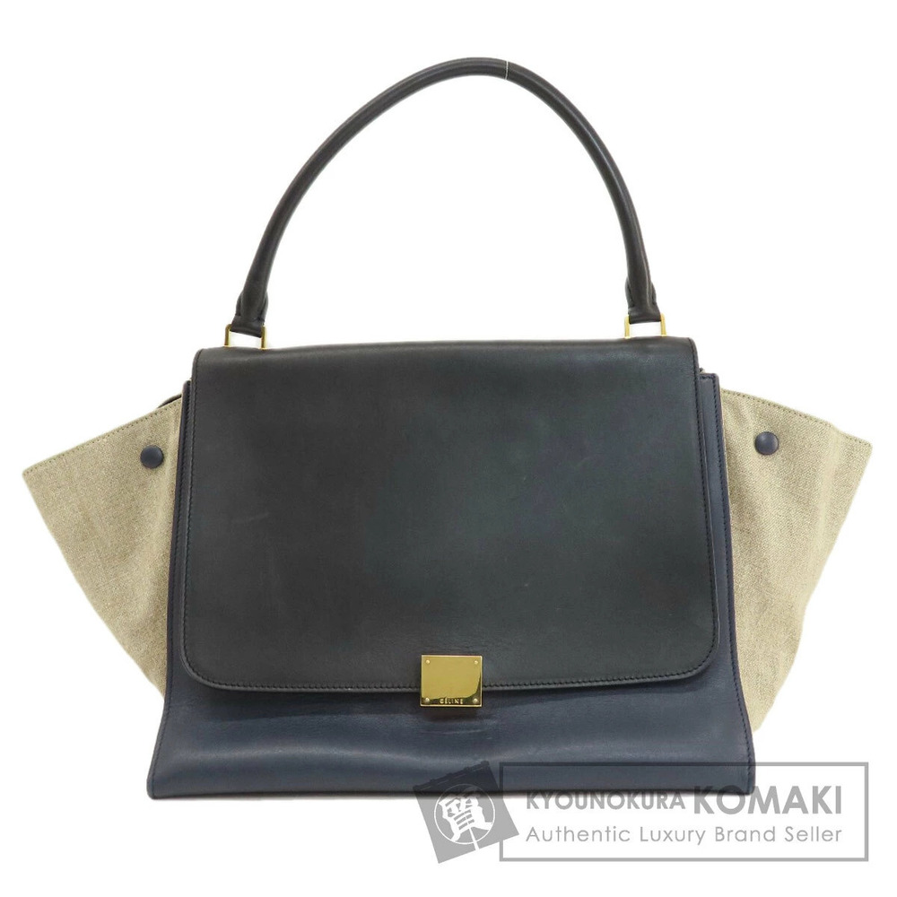 Celine Trapeze Tote Bag Leather Canvas
